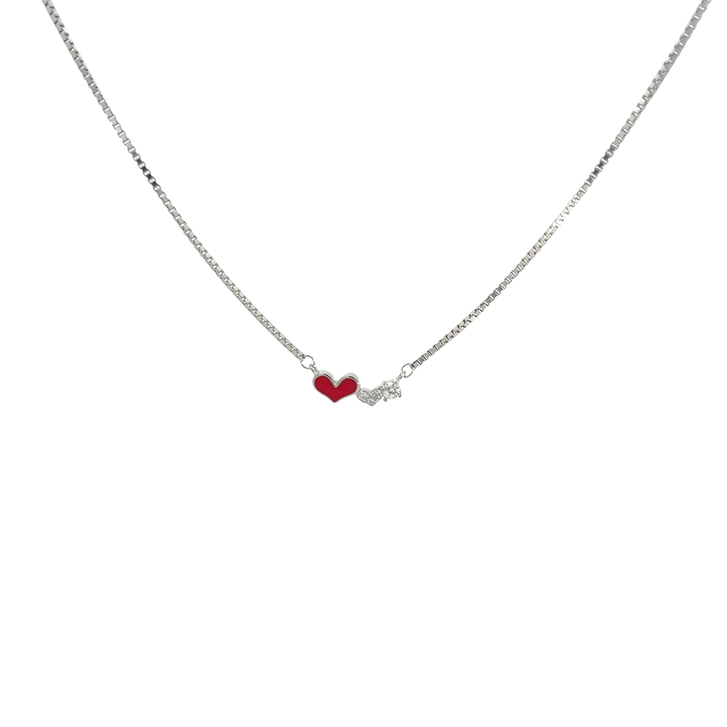 Rhodium Double Heart chain with pendent