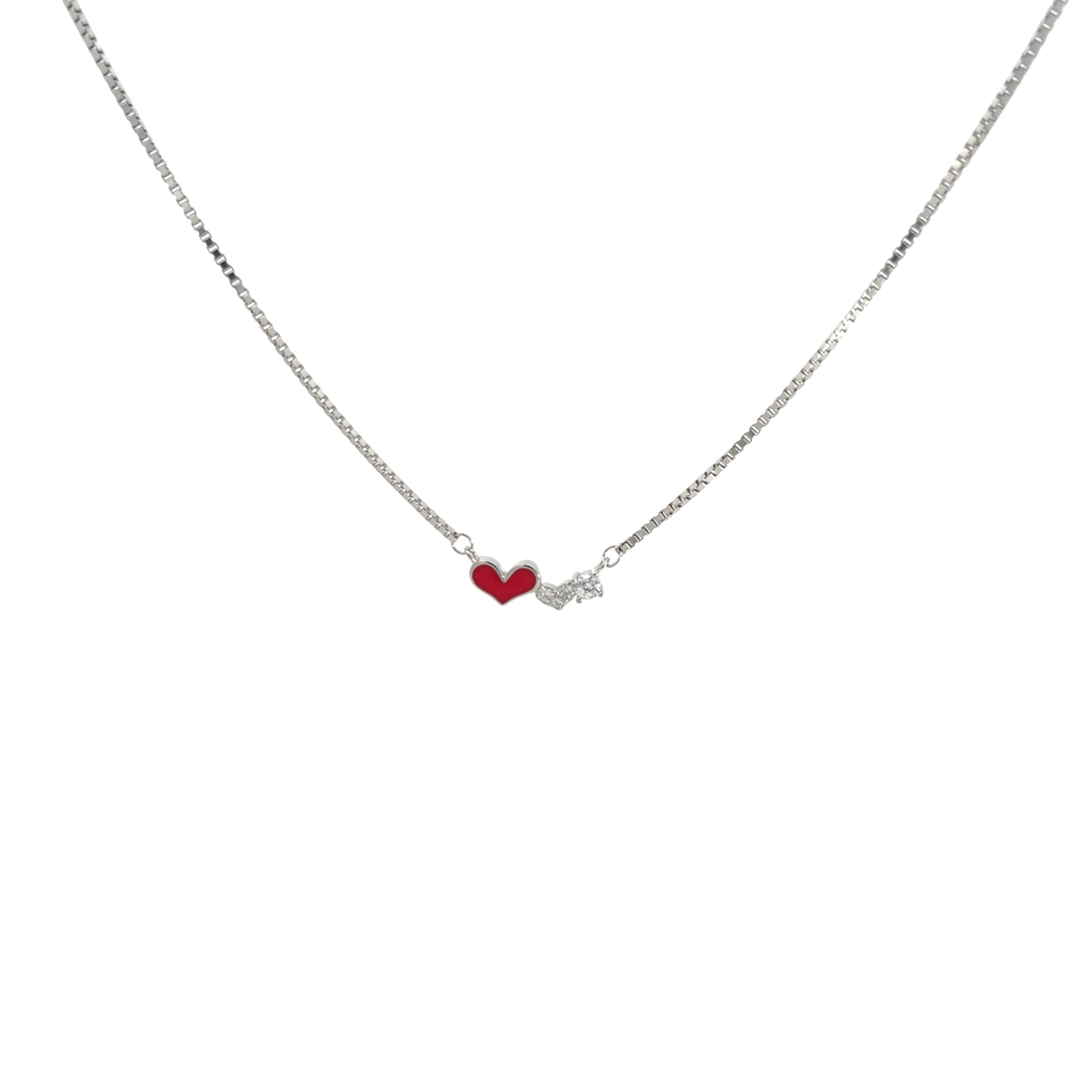 Rhodium Double Heart chain with pendent