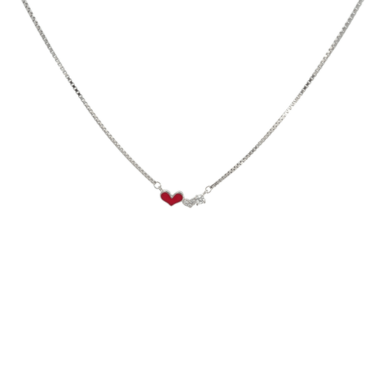 Rhodium Double Heart chain with pendent