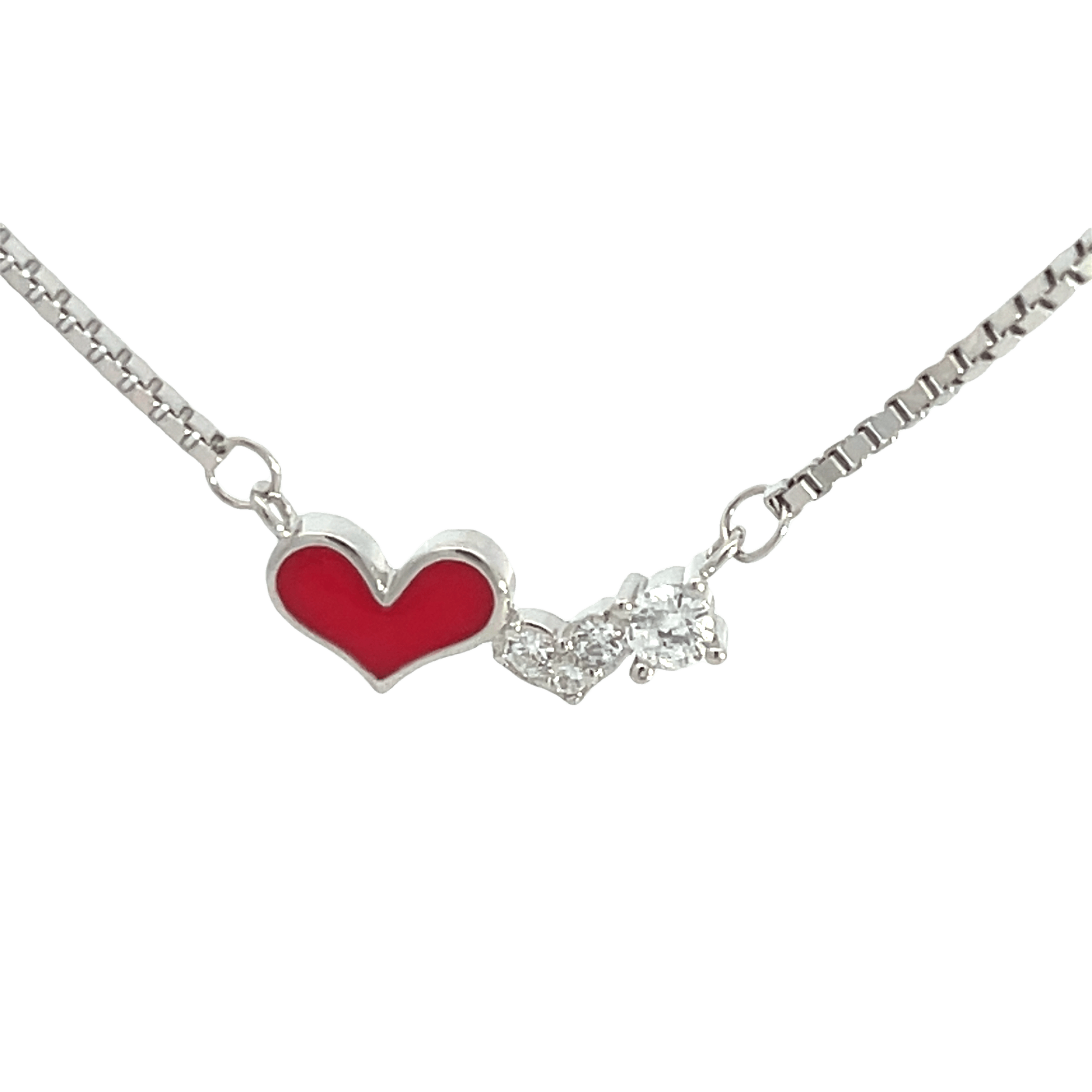 Rhodium Double Heart chain with pendent