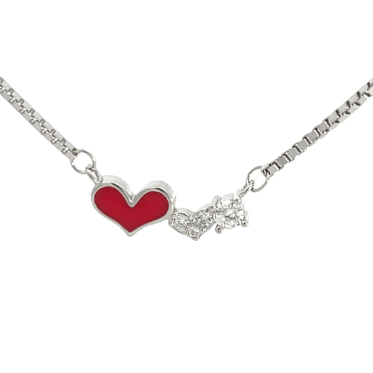 Rhodium Double Heart chain with pendent