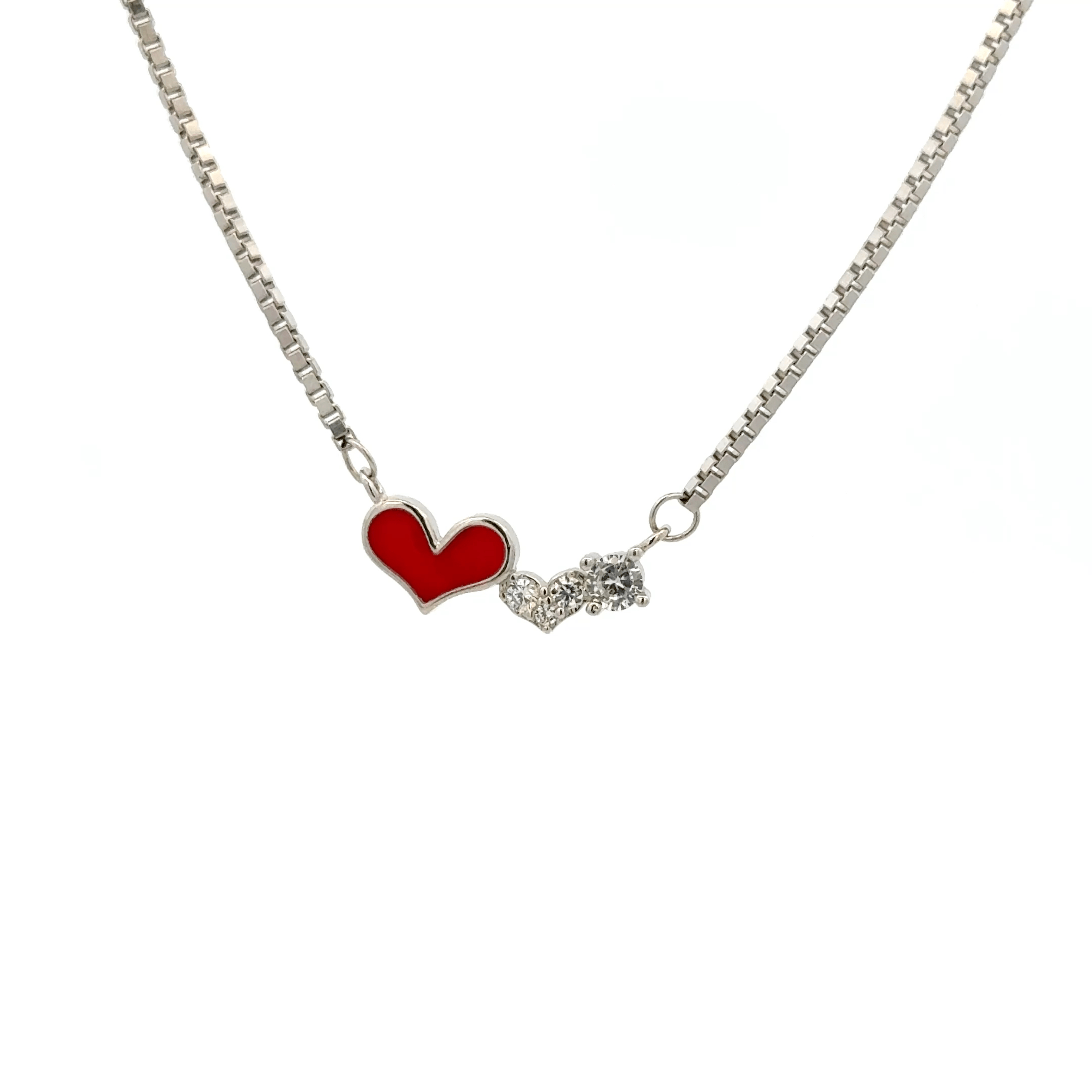 Rhodium Double Heart chain with pendent