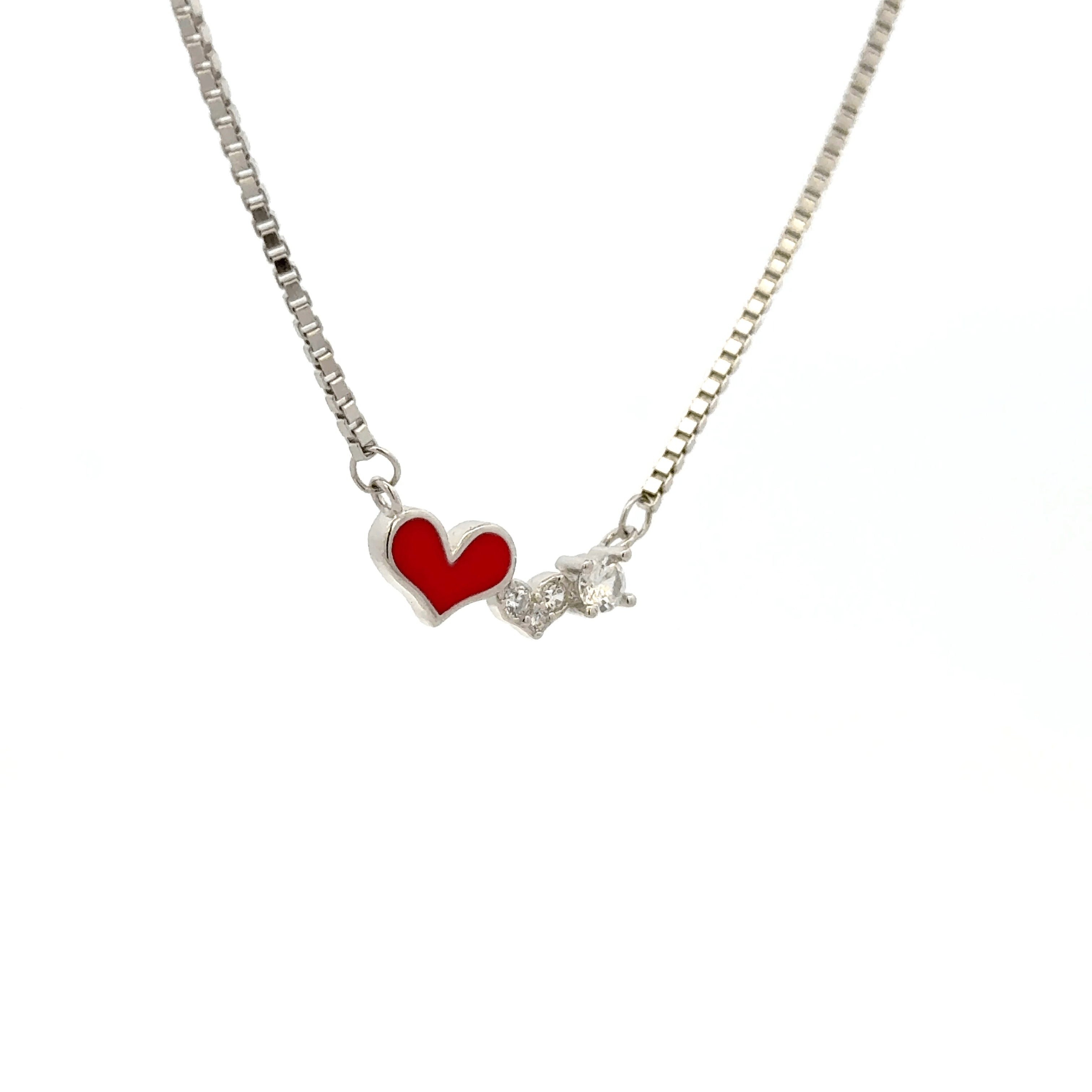 Rhodium Double Heart chain with pendent