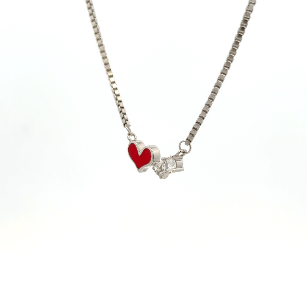 Rhodium Double Heart chain with pendent