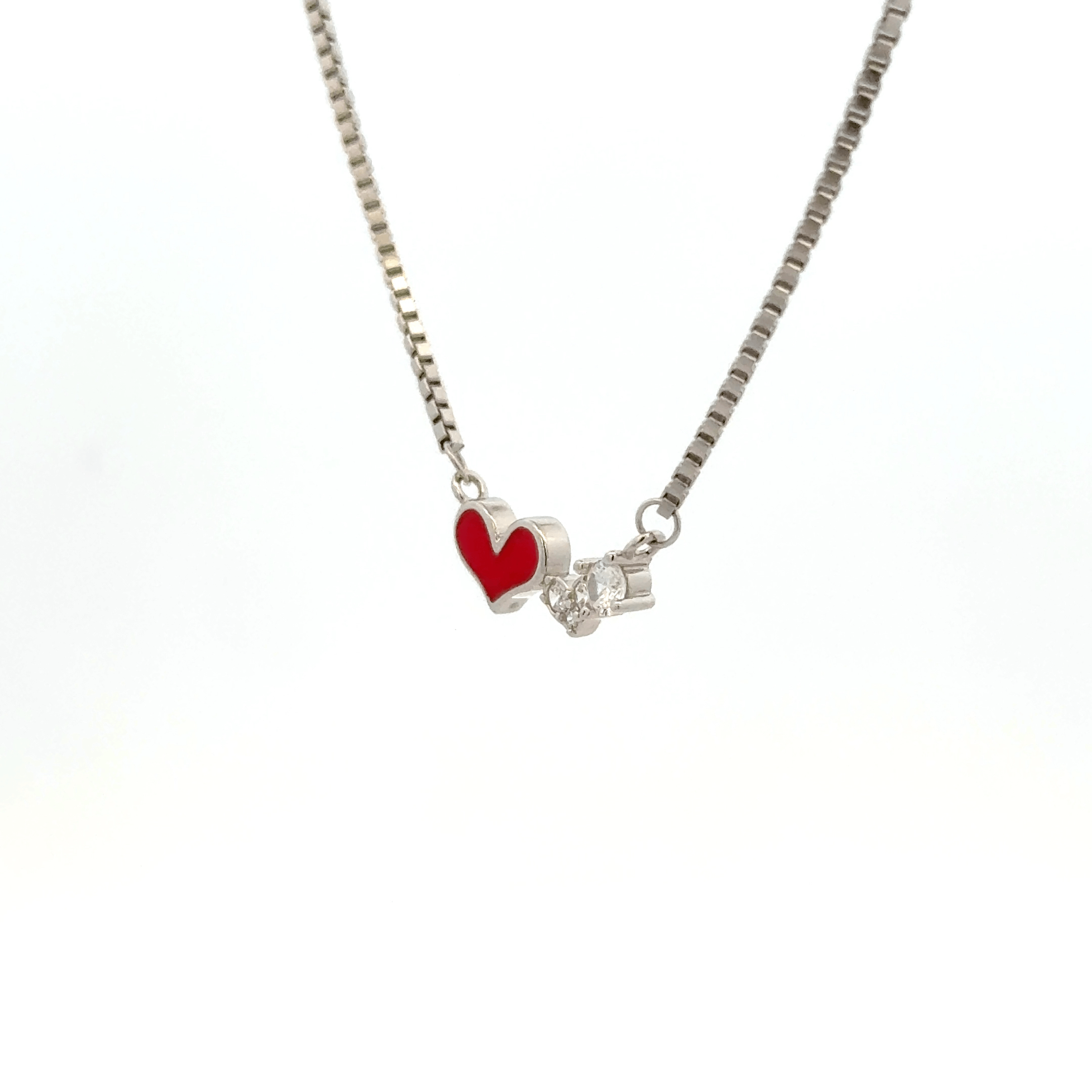 Rhodium Double Heart chain with pendent