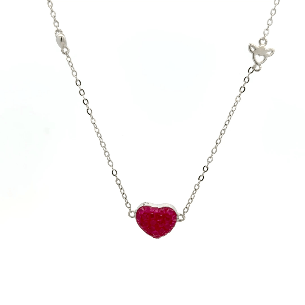 Rhodium heart shape chain with pendent