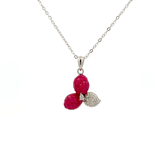 Rhodium flower chain with pendent