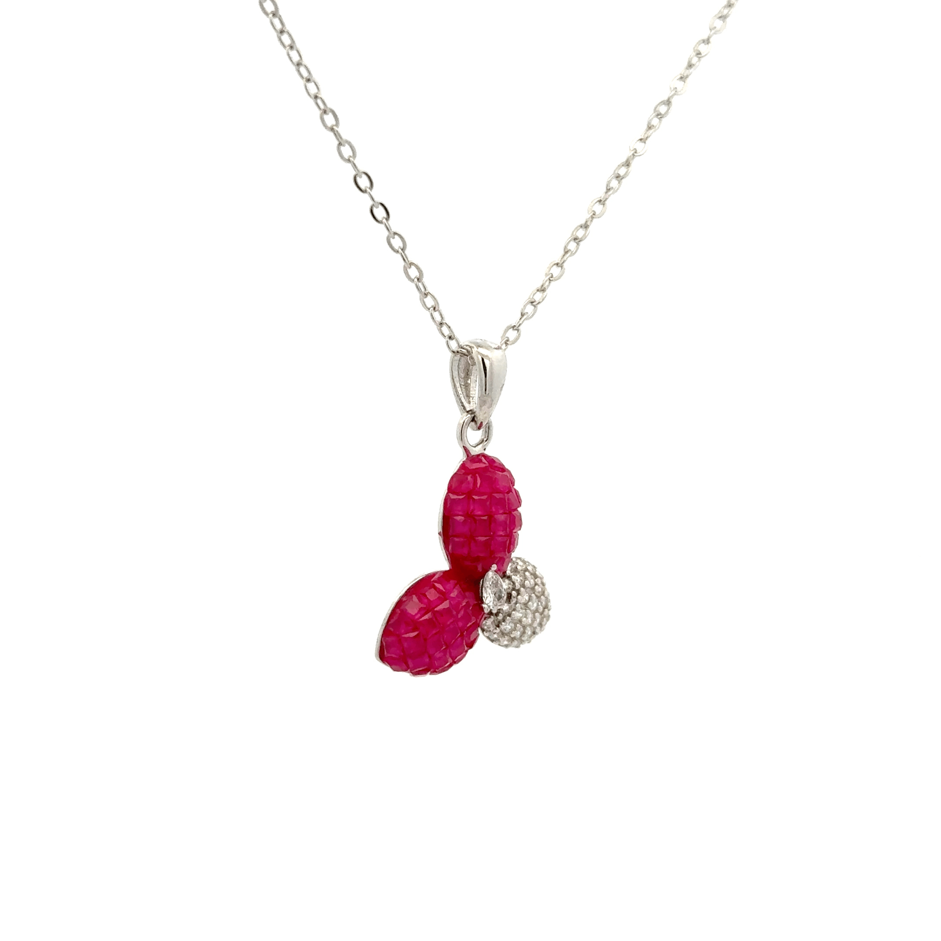 Rhodium flower chain with pendent