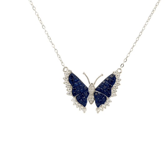 Rhodium Butterfly chain with pendent