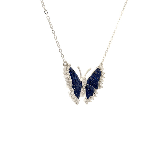 Rhodium Butterfly chain with pendent