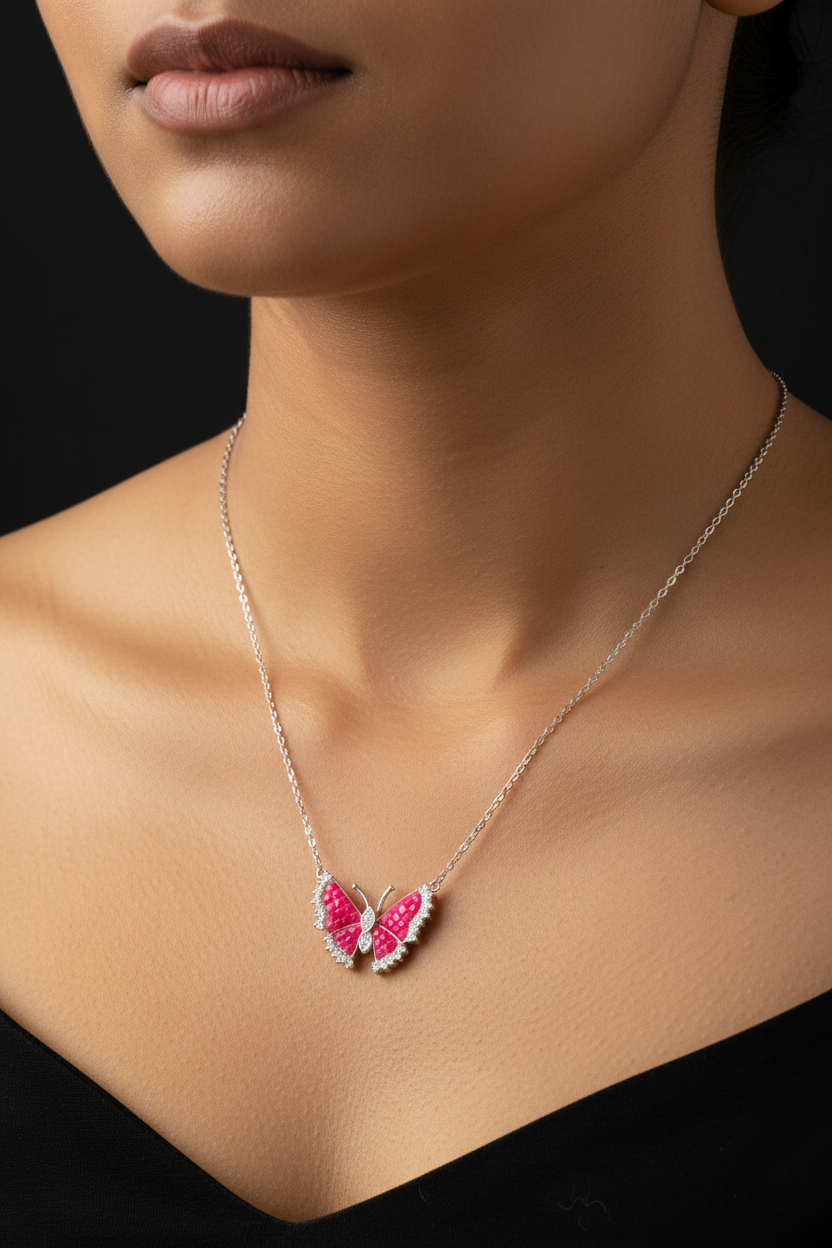 The Crimson Monarch Butterfly Pendant