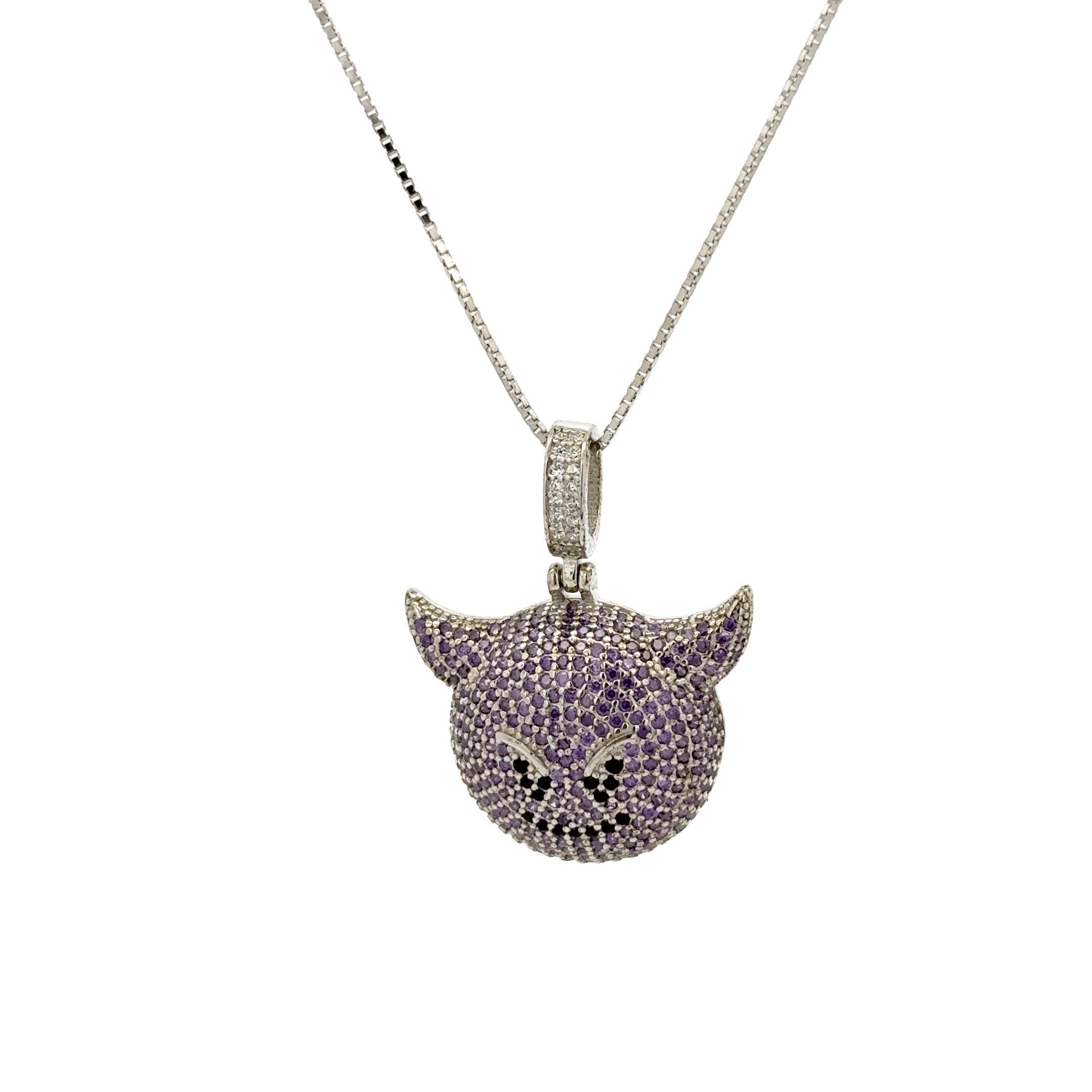 Rhodium Devil chain with pendent