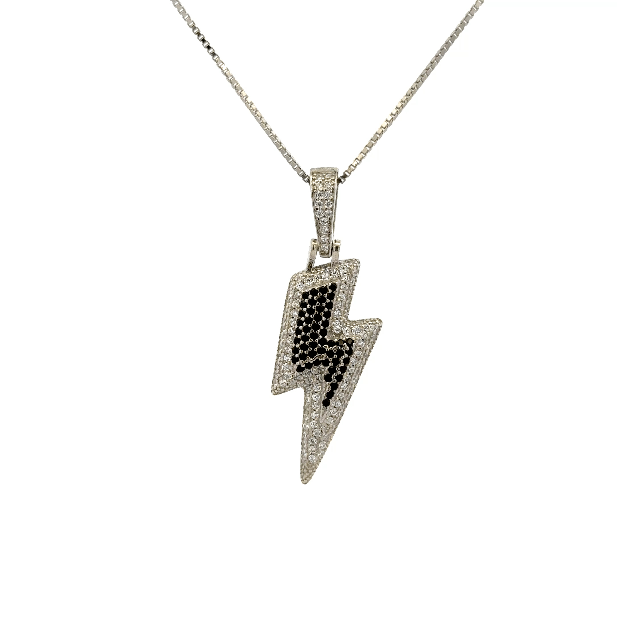 Rhodium Thunder bolt chain with pendent