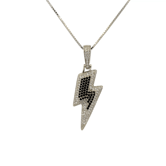 Rhodium Thunder bolt chain with pendent