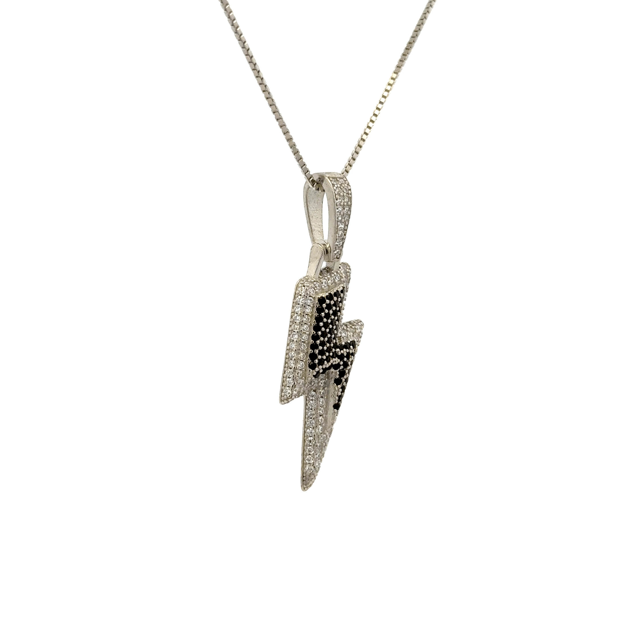 Rhodium Thunder bolt chain with pendent