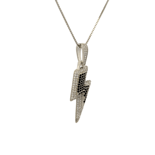 Rhodium Thunder bolt chain with pendent