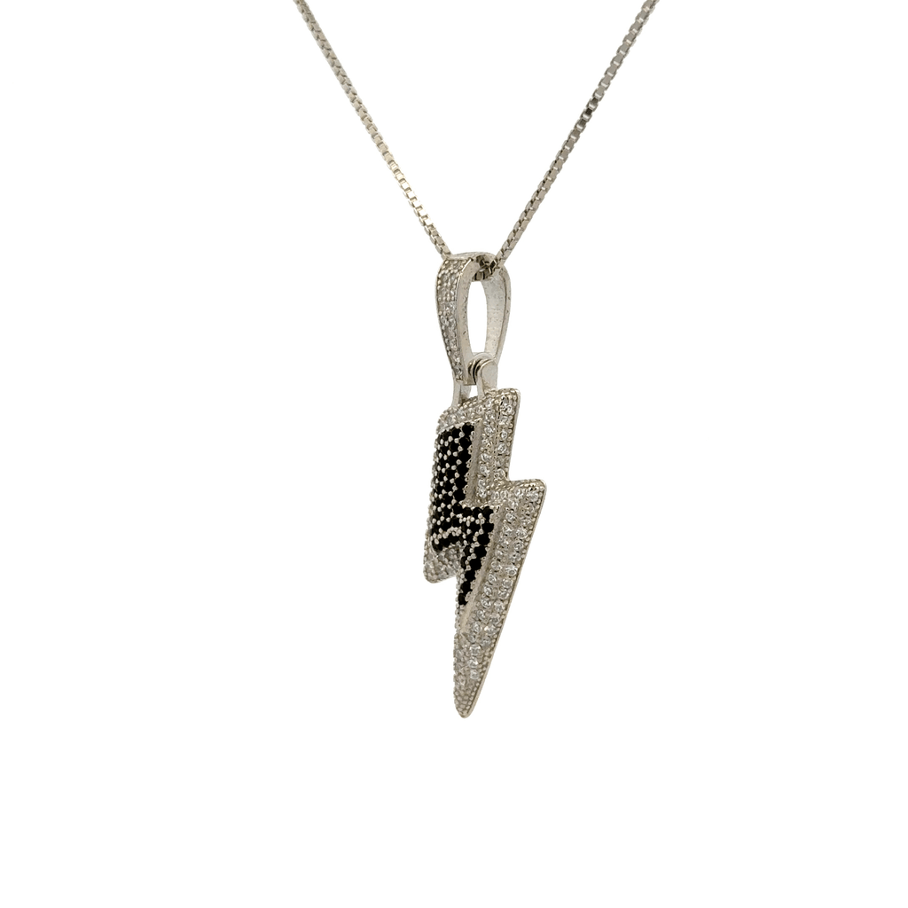 Rhodium Thunder bolt chain with pendent