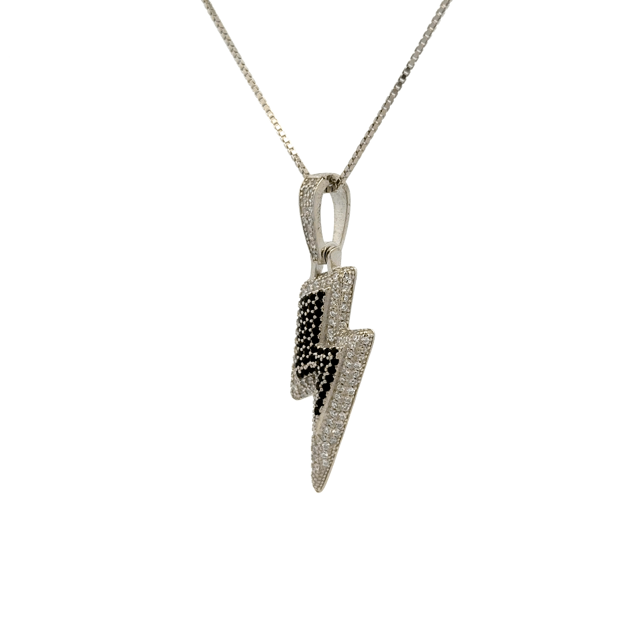 Rhodium Thunder bolt chain with pendent
