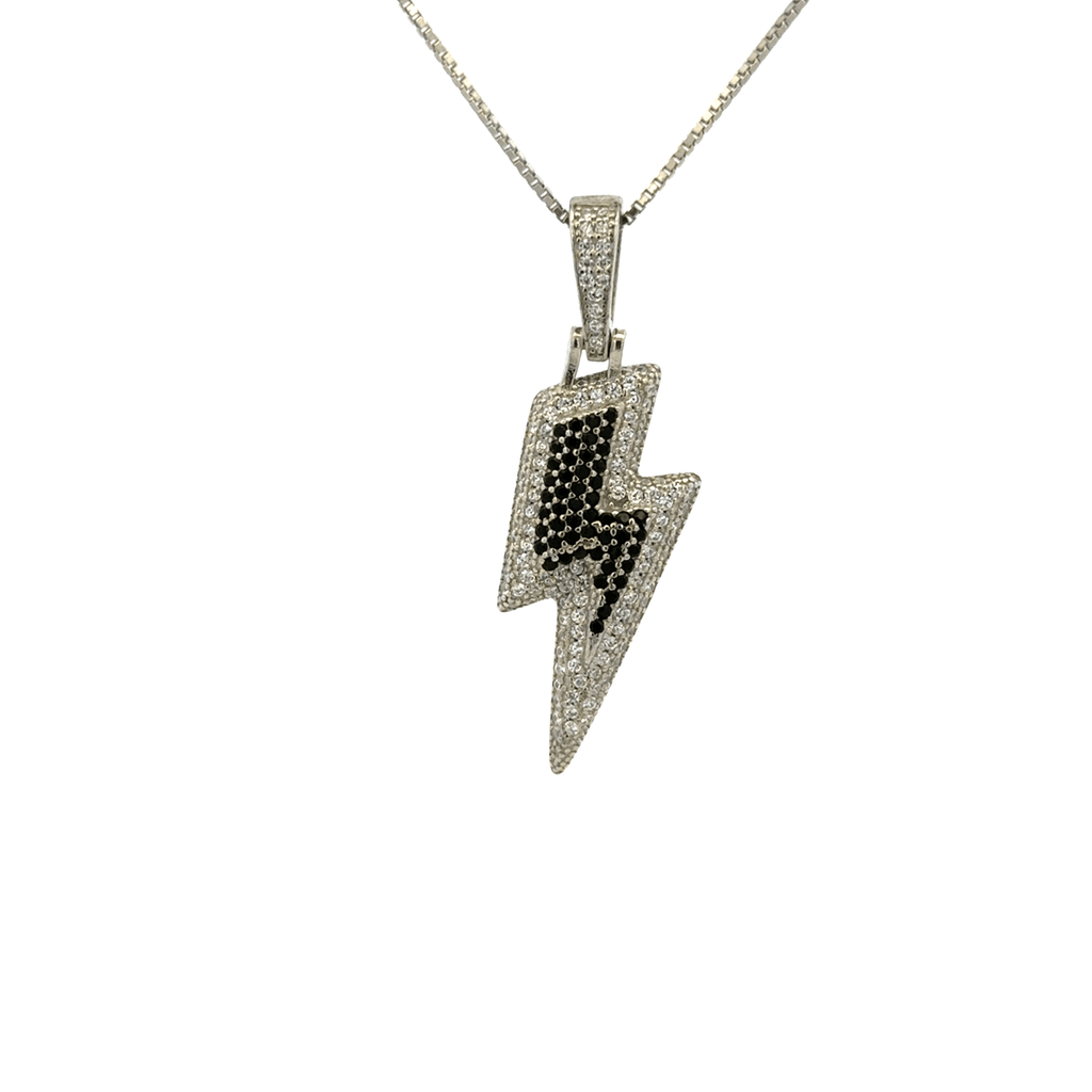 Rhodium Thunder bolt chain with pendent