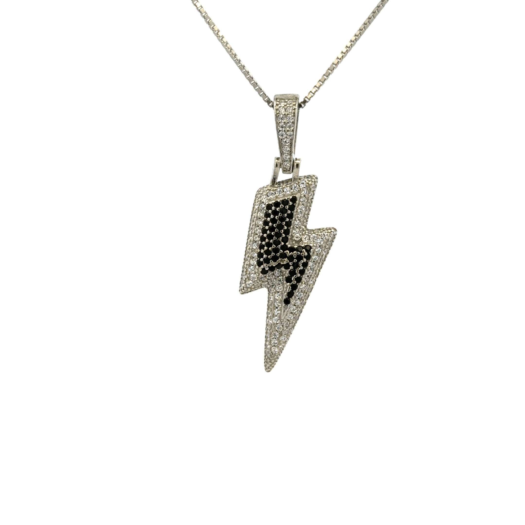 Rhodium Thunder bolt chain with pendent