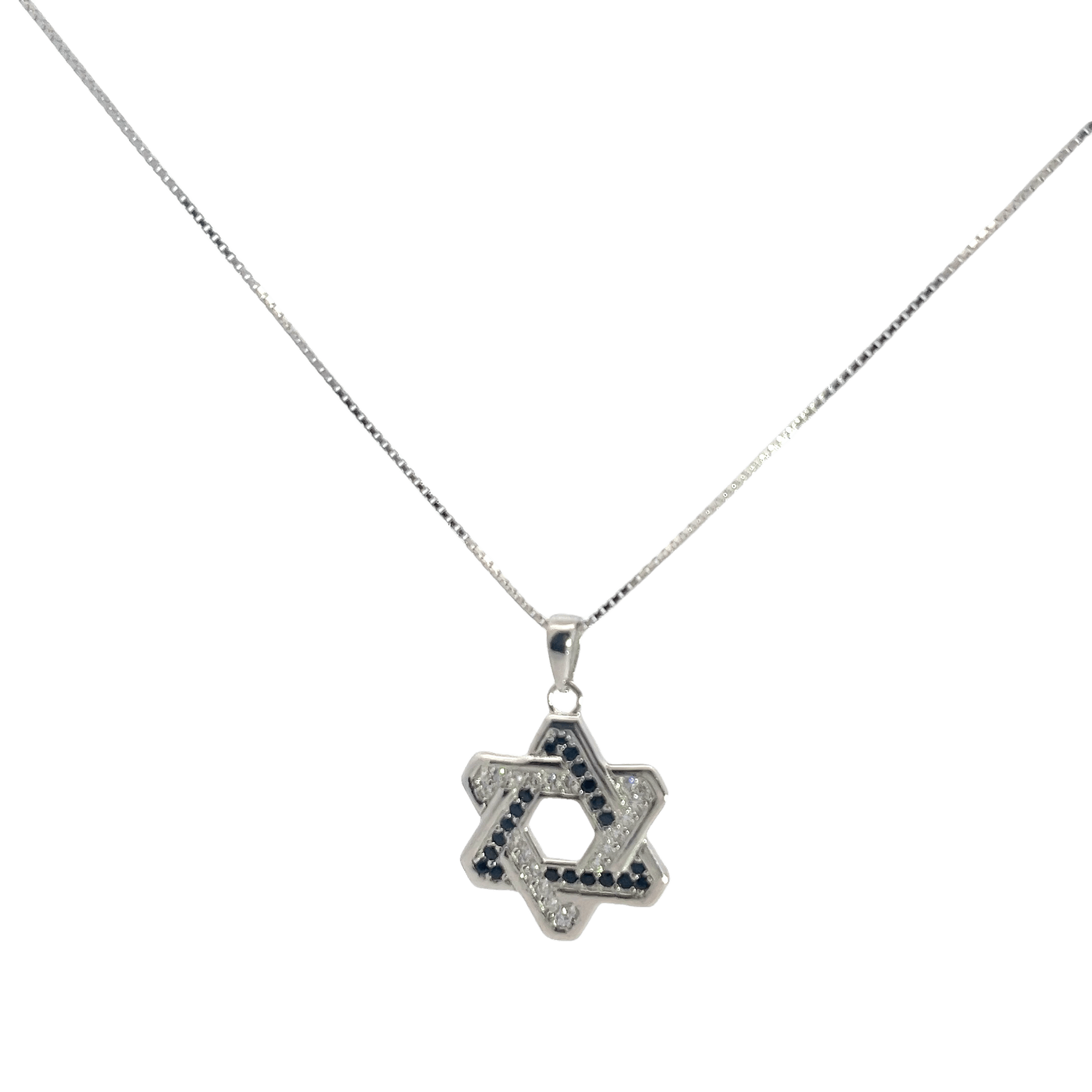Rhodium star chain with pendent