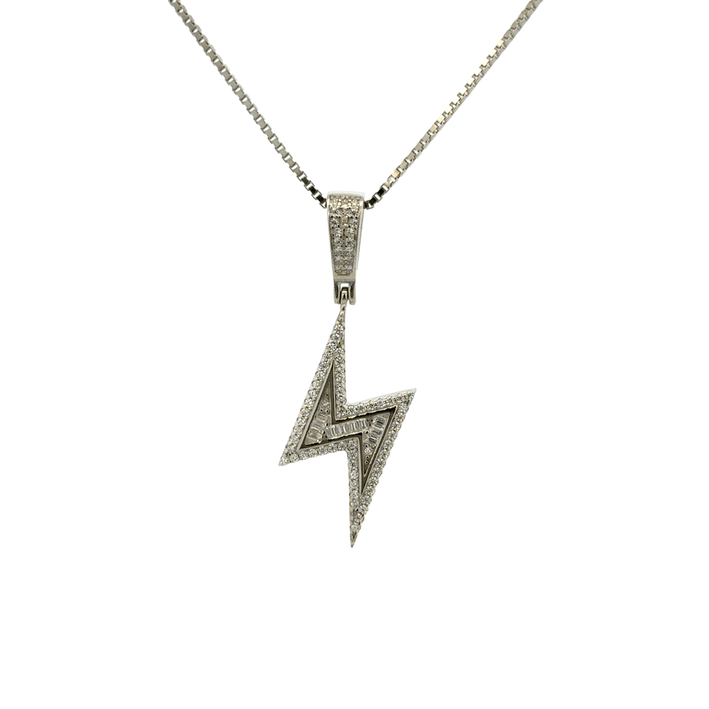 Rhodium Thunder bolt chain with pendent