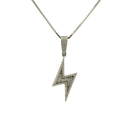 Rhodium Thunder bolt chain with pendent