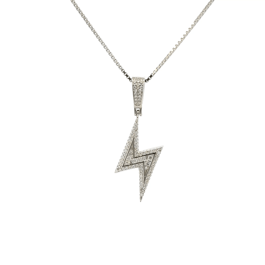 Rhodium Thunder bolt chain with pendent
