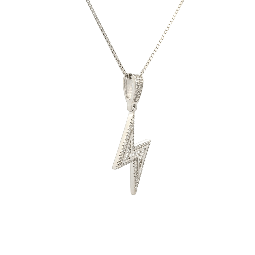 Rhodium Thunder bolt chain with pendent