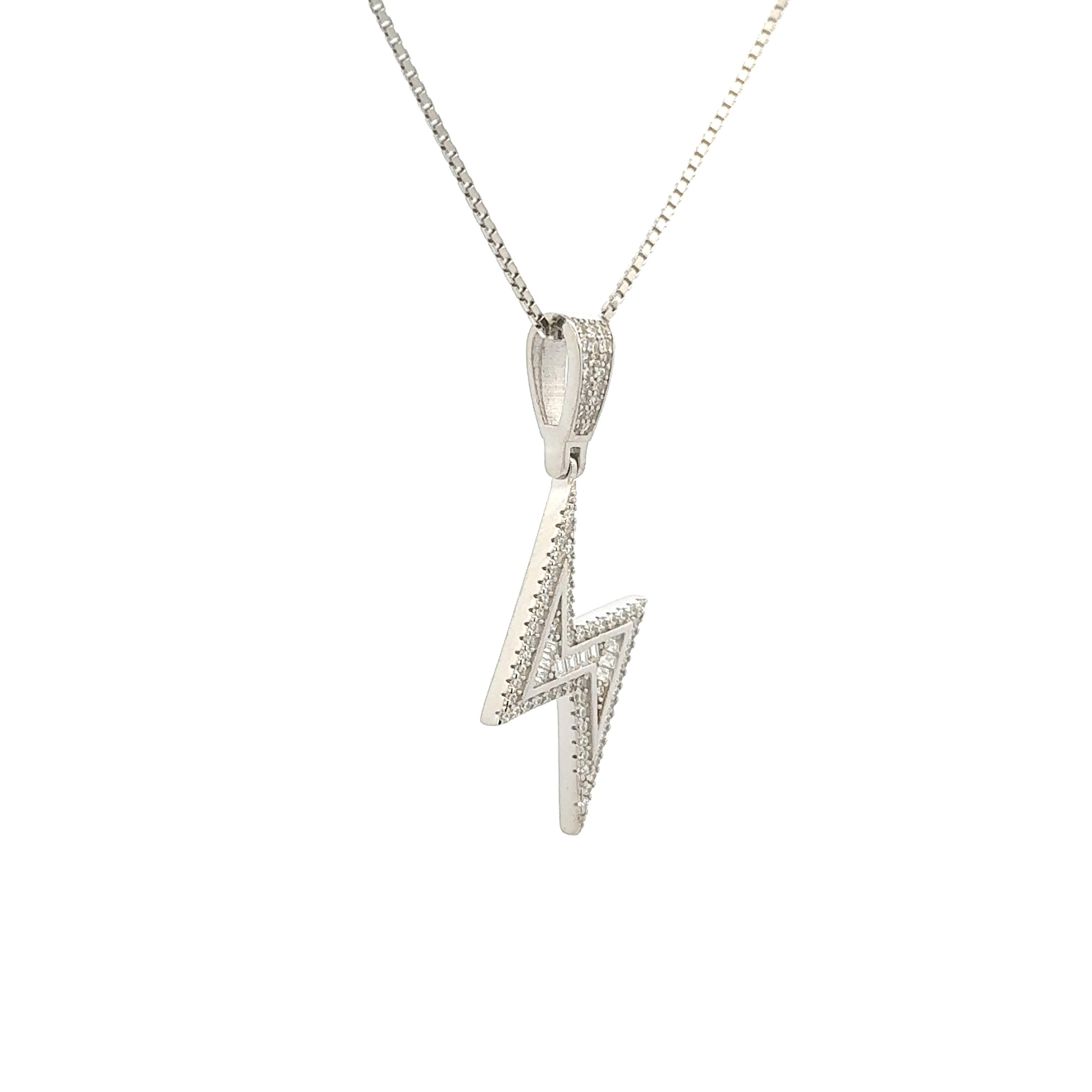 Rhodium Thunder bolt chain with pendent