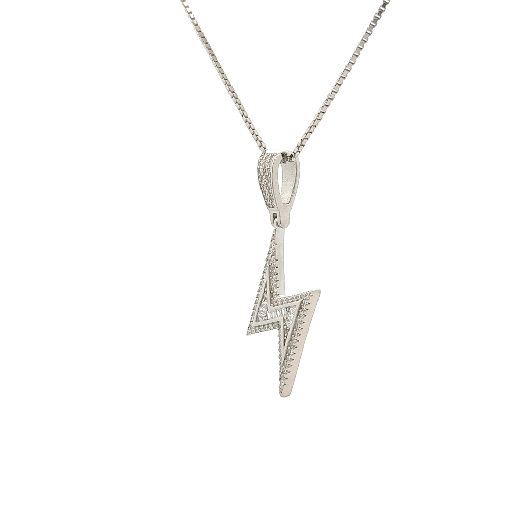 Rhodium Thunder bolt chain with pendent