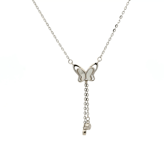 Rhodium Butterfly chain with pendent