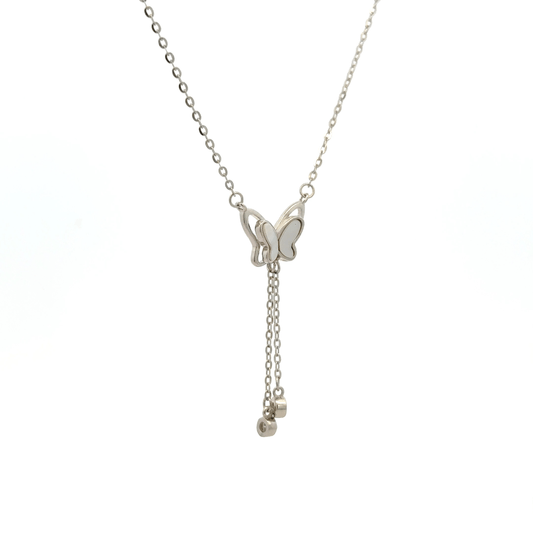Rhodium Butterfly chain with pendent