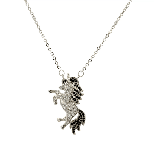 Rhodium horse chain with pendent