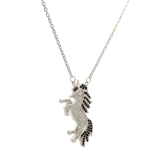 Rhodium horse chain with pendent