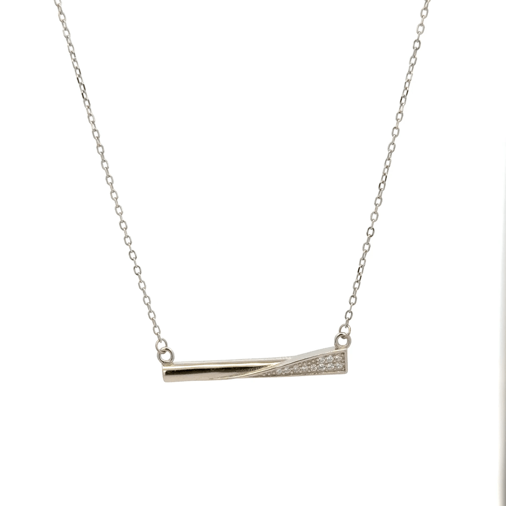 Rhodium Bar type chain with pendent