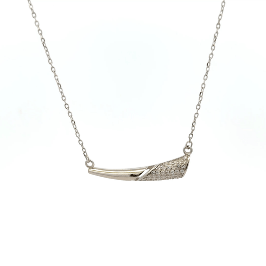 Rhodium Tusk-shaped chain with pendent
