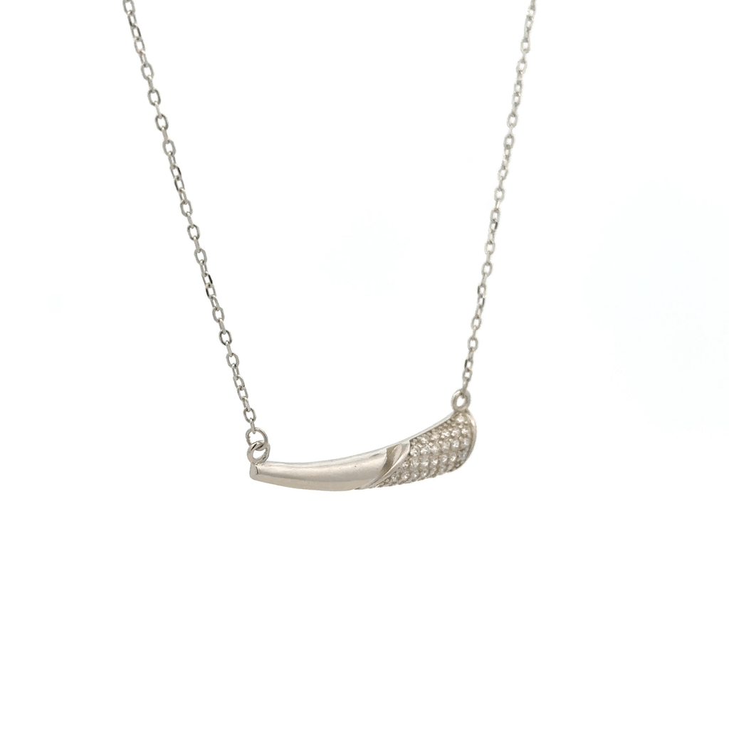 Rhodium Tusk-shaped chain with pendent