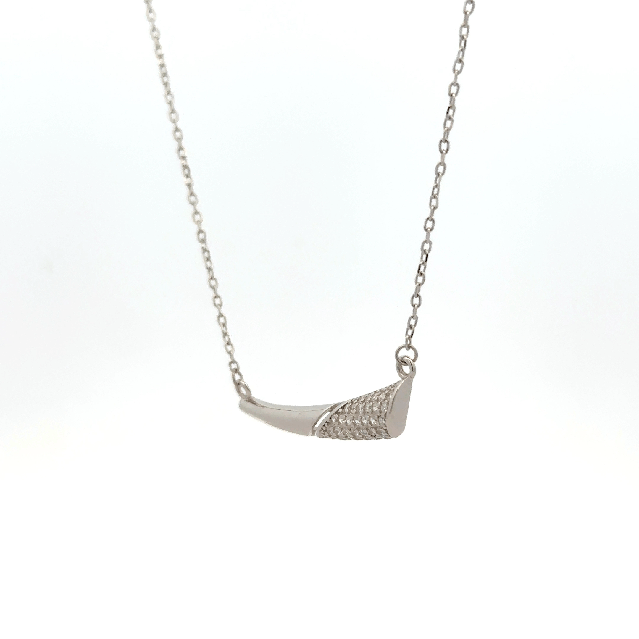 Rhodium Tusk-shaped chain with pendent