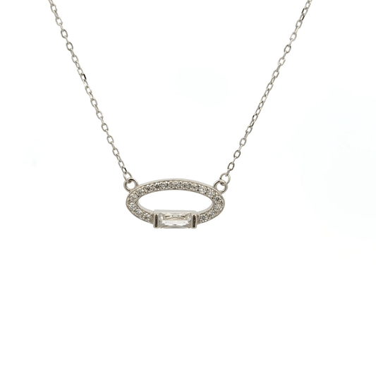 Rhodium circle chain with pendent