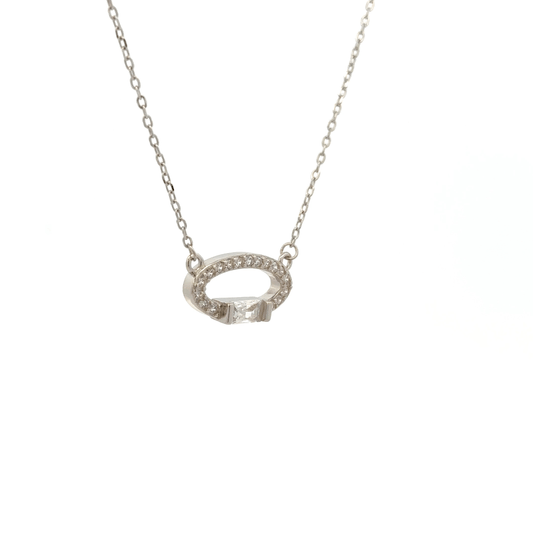 Rhodium circle chain with pendent