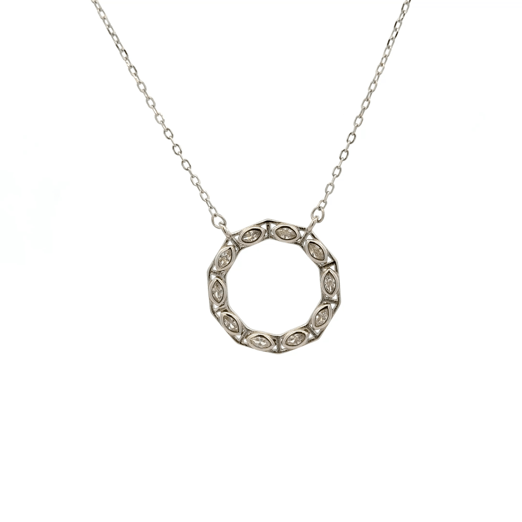 Rhodium circle chain with pendent