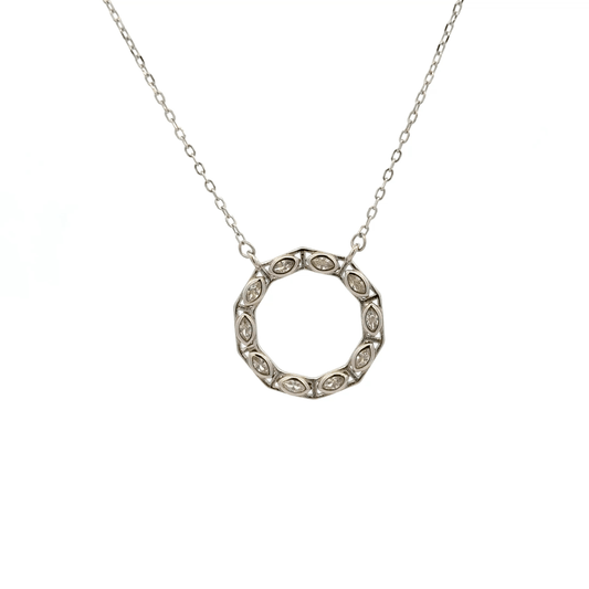 Rhodium circle chain with pendent