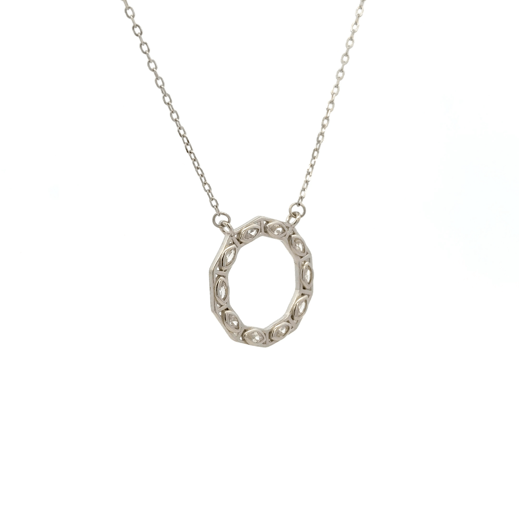 Rhodium circle chain with pendent