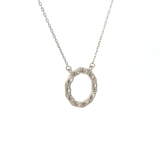 Rhodium circle chain with pendent