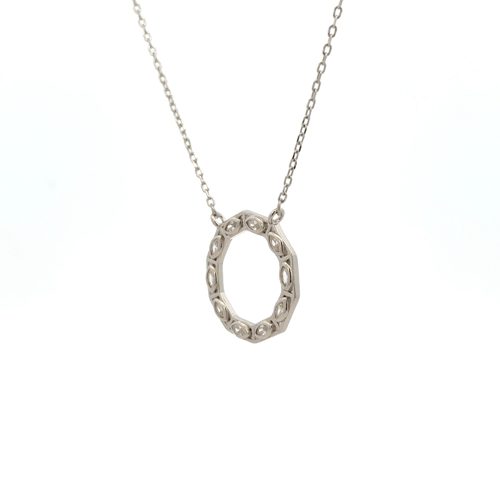 Rhodium circle chain with pendent