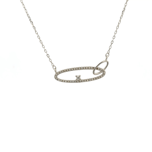 Rhodium circle chain with pendent