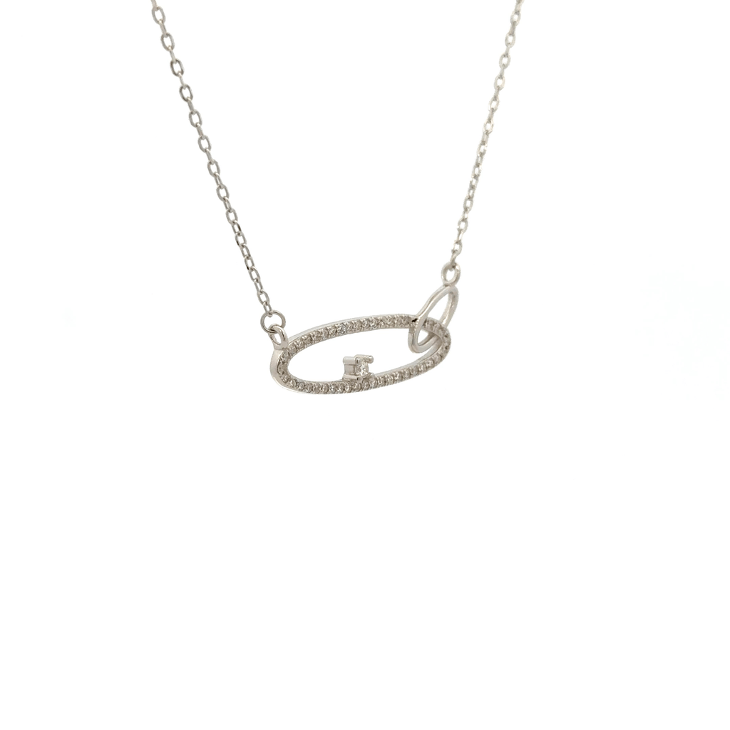 Rhodium circle chain with pendent