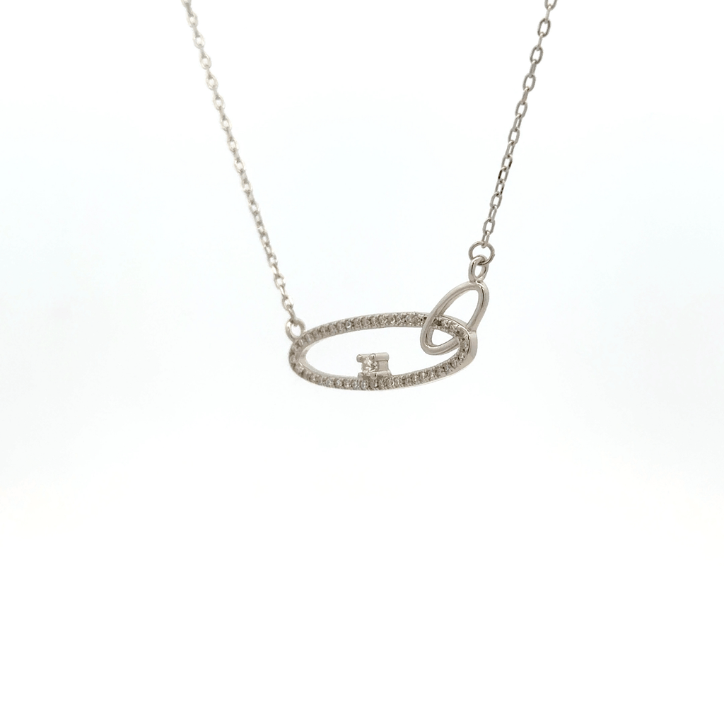 Rhodium circle chain with pendent