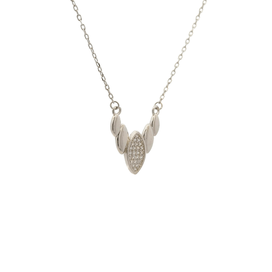 Rhodium leaf shaped chain with pendent